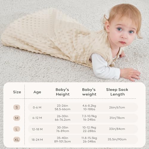 Unnivoll Fleece Sleep Sack 0-6 Months with Plush Dots 15 Tog