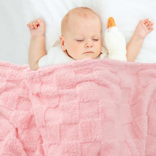 VEIDIA Plush Checkered Baby Blanket 3039 Pink