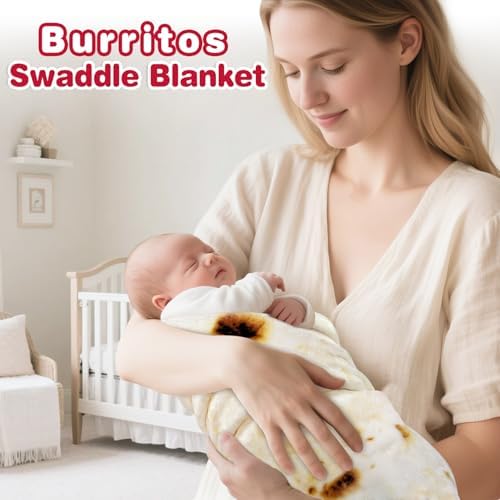 Jorbest Burritos Swaddle Blanket 36 Inches Flannel Baby Blanket with Funny Pattern