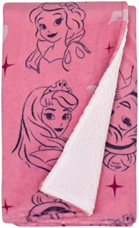 NoJo Disney Princess Pink Purple Sherpa Blanket 1