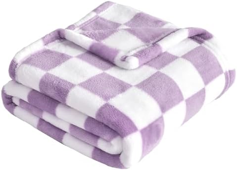 Yurhap Checkered Baby Blanket Fleece 30x40 Purple 1