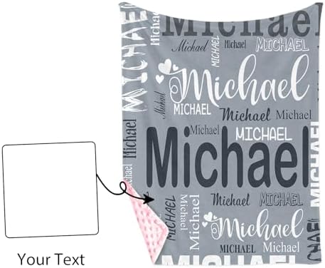 Personalized Baby Blanket with Gray Letters Print 1