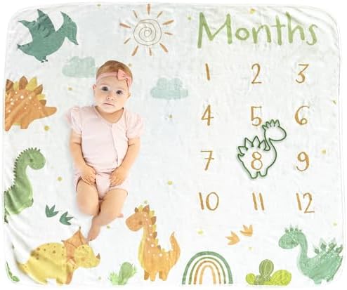 ESCSAR Baby Monthly Milestone Blanket Unisex Dinosaur 50x30 1