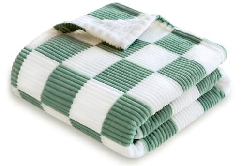 HOMRITAR Reversible Corduroy Baby Blanket Checkered