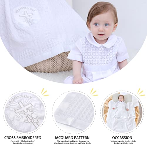 Booulfi Unisex White Baptism Blanket 36x50
