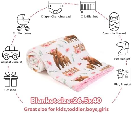 DCOOLGO Highland Cow Lovey Baby Blanket