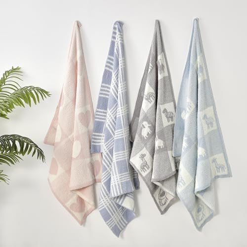 CREVENT 30X40 Chenille Baby Blanket for Baby and Pet Animal Grey 75X100cm