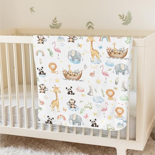 Rainbow Safari Animal Baby Blanket 30x40