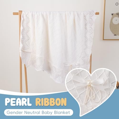 Booulfi Soft Cotton White Baby Blanket 38x39