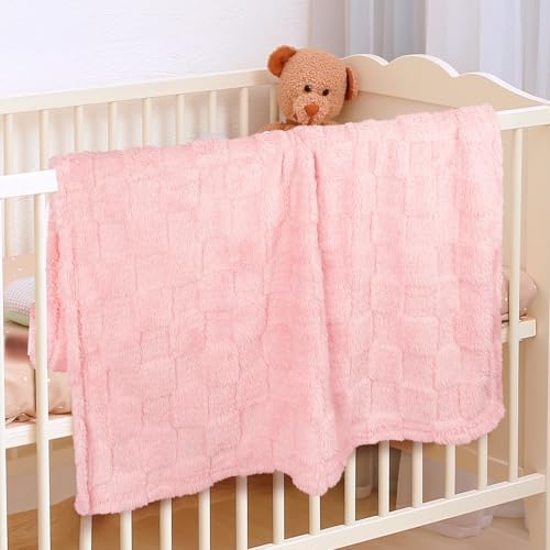 VEIDIA Plush Checkered Baby Blanket 3039 Pink