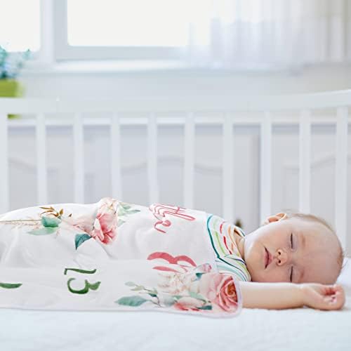 Mixweer 3 Pcs Baby Milestone Blanket with Bow Headband and Felt Circle