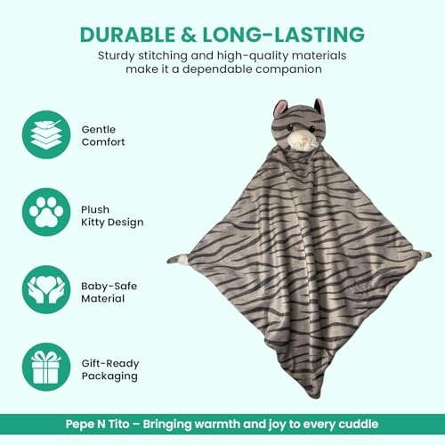 Pepe n Tito 18 Tall Security Blanket with Plush Kitty Cat
