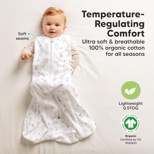 KeaBabies 2-Pack Zipper Sleep Sacks - 05TOG Organic Cotton Woodland Design