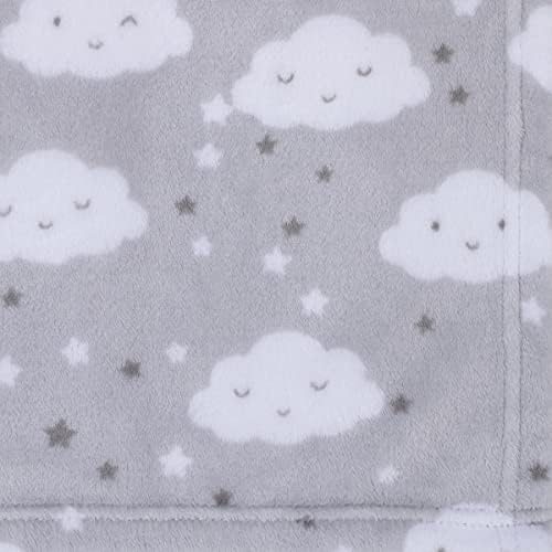 NoJo Super Soft Clouds Stars Plush Blanket Grey