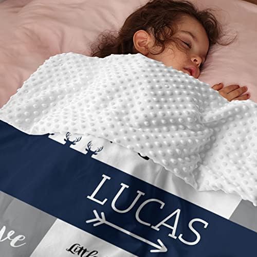 Personalized Baby Blanket for Boys - Blue Deer Woodland Design