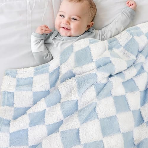 HOMRITAR Checkered Baby Blanket Reversible 30x40 Inch
