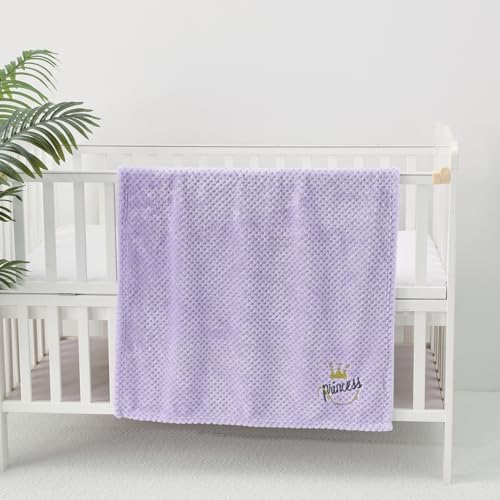 CREVENT 30X40 Fluffy Warm Baby Blanket for Girls - Purple Crown