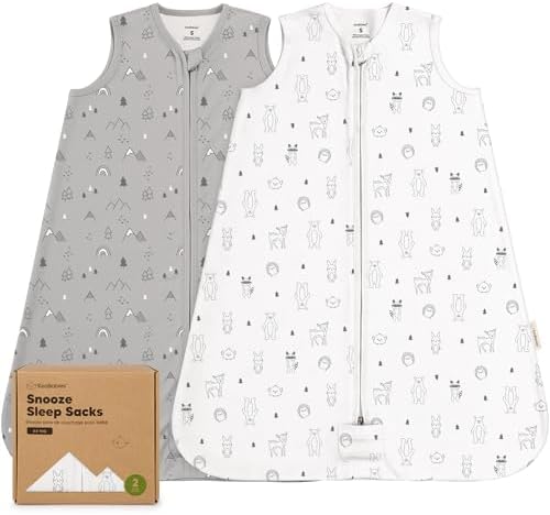 KeaBabies 2-Pack Zipper Sleep Sacks - 05TOG Organic Cotton Woodland Design