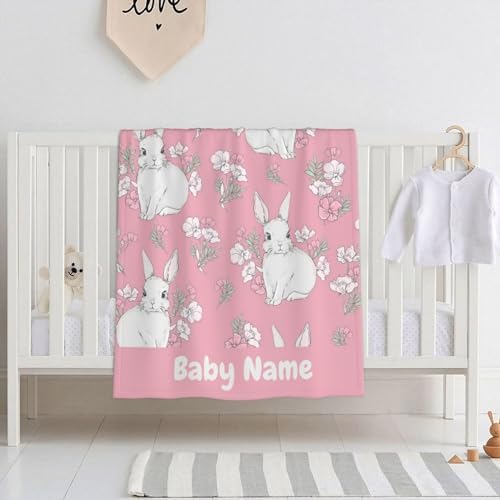 KILOWR Personalized Bunny Blanket for Baby Girls