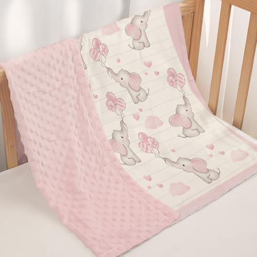 SANDJEST Elephant Kids Blanket - 30x40 Minky Throw for Girl