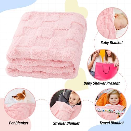 VEIDIA Plush Checkered Baby Blanket 3039 Pink