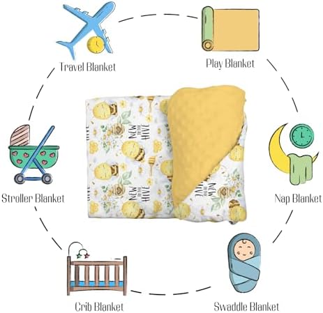 Mink Baby Blanket with Dotted Backing - Honey Bumble Bee Floral