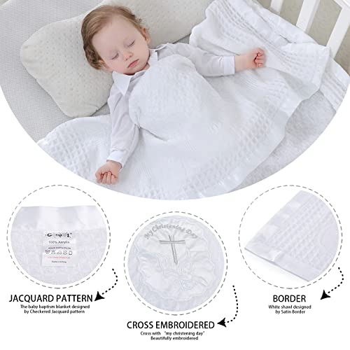Booulfi Baby Blanket Cross Embroidered Satin Border 36x50