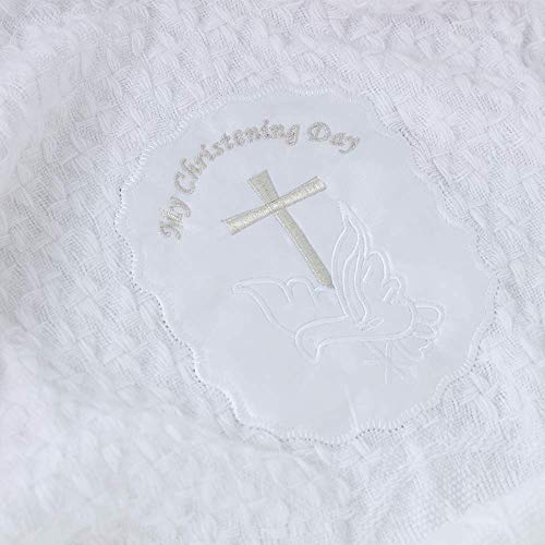 Booulfi Baby Blanket Cross Embroidered Satin Border 36x50