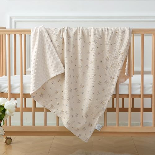 DaysU Super Soft Reversible Baby Blanket with Floral Design