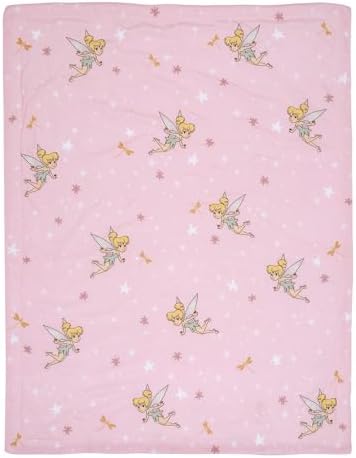 Bedtime Originals Tinker Bell Baby Blanket - Pink White Disney Garden Floral