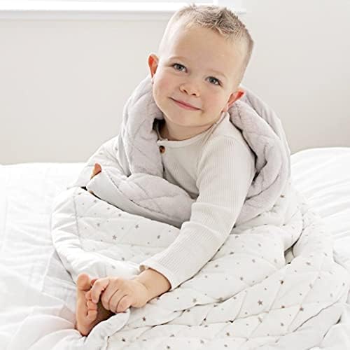 Dreamland Baby 4lb Weighted Blanket for Kids - White with Grey Stars