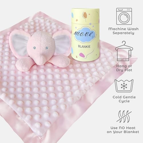 MOVEPAI Pink Elephant Security Blanket 16 Inch