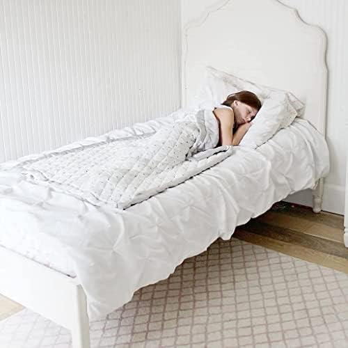 Dreamland Baby 4lb Weighted Blanket for Kids - White with Grey Stars