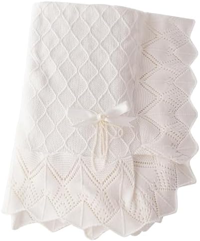 Booulfi Soft Cotton White Baby Blanket 38x39