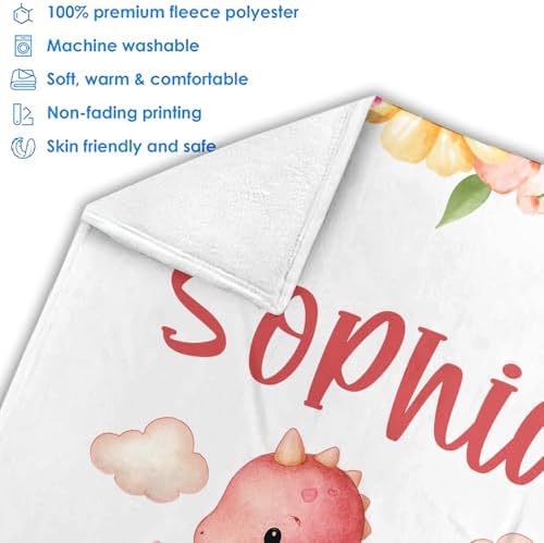 Zocoshi Personalized Pink Dragon Baby Blanket
