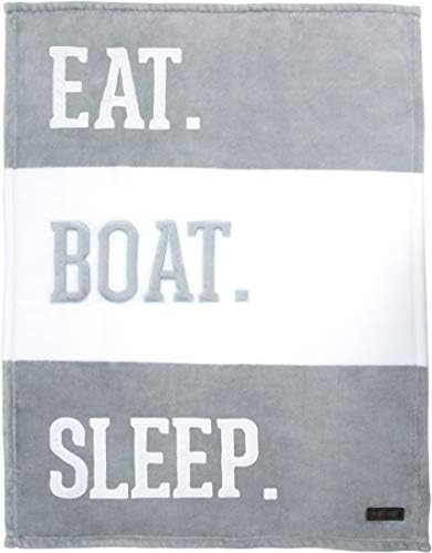 Eat Boat Sleep 30x40 Inch Striped Baby Blanket