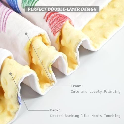 VivaCozy Baby Blanket Rainbow Crayon Yellow Double Layer 30x40 Inch