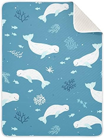 Pigsaly Beluga Whale Baby Blanket 30x40 Inches