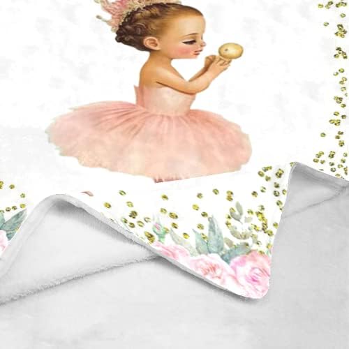 Personalized Golden Hat Girl Pink Flowers Baby Blanket 30x40 Inch