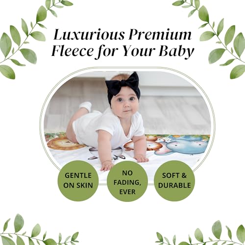 Safari Milestone Blanket for Boy Jungle Animals Theme Monthly Tracker with Wreath
