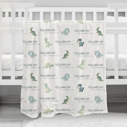 CIVARUA KIDS Dinosaur Baby Blanket for Boys - Blue Minky 30 x 40