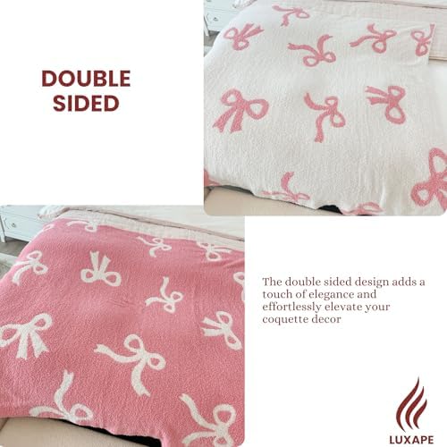 Luxape Bow Blanket Soft Reversible Throw for Baby