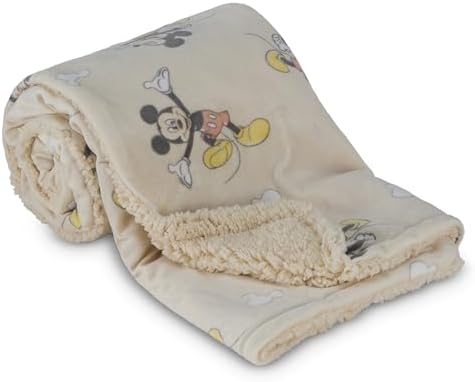 Disney Character Fuzzy Double Sided Baby Blanket with Mink and Sherpa