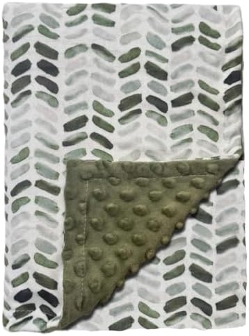 BUTTZO Baby Double Layer Plush Minky Blanket - Green Leaves 30x40 Inch 1