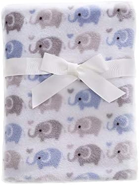 CREVENT Cozy Warm Baby Blanket Blue Elephant 30X40
