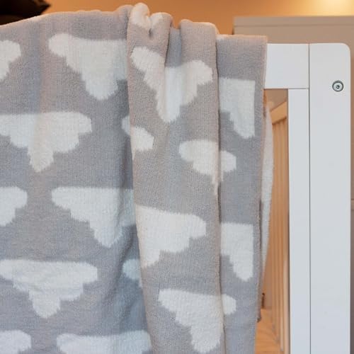 LITTLE CELEBRITY Chenille Baby Blanket 40x30 Inches Grey Clouds 1