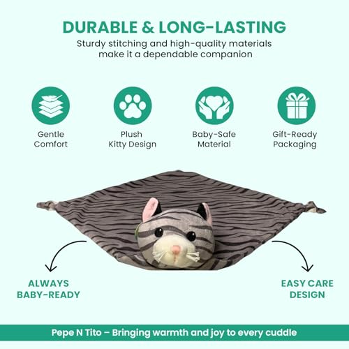 Pepe n Tito 18 Tall Security Blanket with Plush Kitty Cat