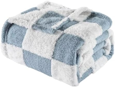 Yagle Mate Fleece Baby Blanket 3D Checkerboard Blue