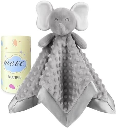 MOVEPAI Gray Elephant Baby Security Blanket 16 Inch
