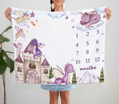 Yuzioey Dragon Girl Milestone Blanket 50x40